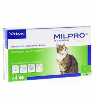 Милпро для кошек 2-8 кг 16/40 мг №4, Вирбак (Франция) 058 фото